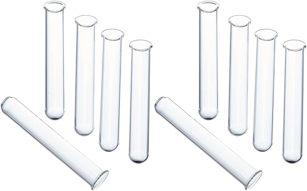 Borosilicate Glass Test Tubes with Rim 75MM x 12MM (Pack 5) (Pack of 2)