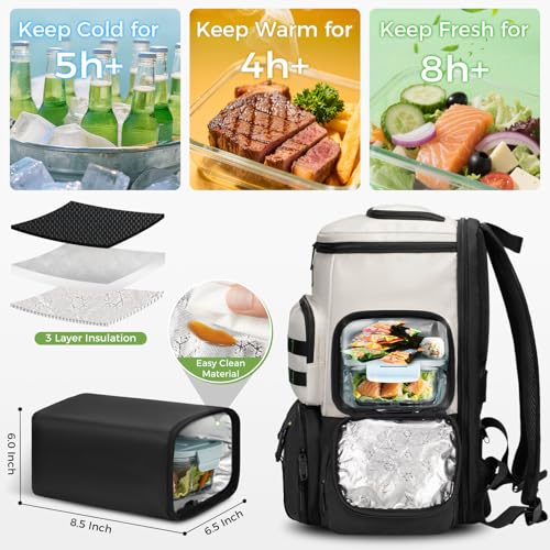 MATEIN Work Backpack with Detachable Lunch Compartment, Large Gym Backpack with Lunch Box, Water Resistant 17 Inch Laptop Back Pack with Shoe Pouch, Insulated Cooler Bag for Workout Commute Meal Prep3