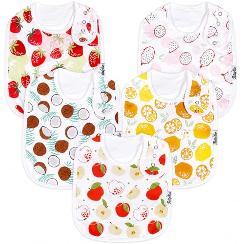 Image of KiddyStar Organic Cotton Baby Drool Bibs | Soft, Adjustable, Absorbent, Unisex Teething Bandana Bibs for Babies