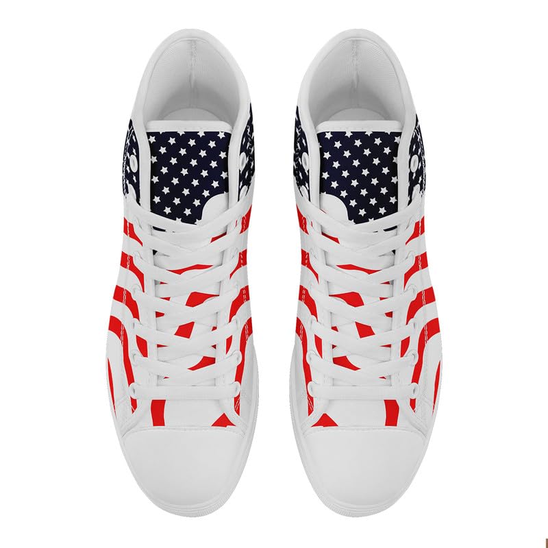 American Flag High Top Canvas Shoes, USA Flag Fashion Sneakers Lightweight Lace-Up Casual Walking Shoes for Women & Men2