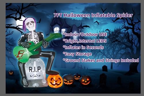 Fantôme gonflable Halloween 2m10 avec lumières LED intégrées - 8
