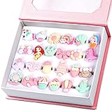 🎀【Langlebiges Mädchen-Spielzeug-Kind-Ring-Set】Hergestellt aus hochwertigem Metall und Harz, nickelfrei, hautfreundlich, sicher und pflegeleicht für Prinzessinnen-Anzieh-Accessoires, Pretend Play Jewel Rings Kit. Schmuckset für Kleinkinder, tolles Spielzeug für Mädchen im Alter von 3-8 Jahren.