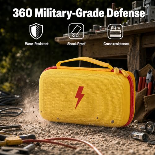 Image of Comecase Hard Multimeter Case for Fluke 87V MAX 87V 88V 179 with Holster | Divider & Zippered Mesh Storage for Test Leads, Probes, Workshop and Field Use, Yellow, Case Only