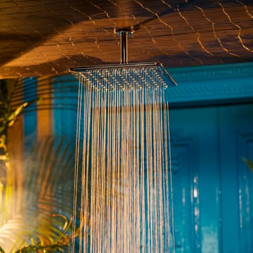 Image of Mila Dazzle Rain Shower| Chrome Finish Square Overhead Shower | 305 * 305mm Ceiling Mounted | ABS Body| Single Function Rainfall Shower for Broad Coverage & Water Efficiency| (Without Arm)