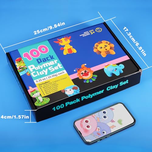Image of CiaraQ Polymer Clay Kit, Mini Modeling Clay Set | for Kids /Beginners / Artist, 100 colors