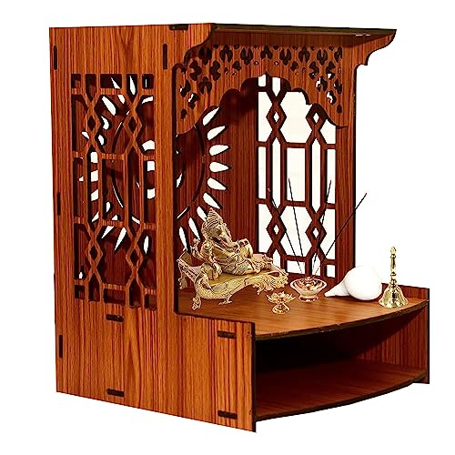 Temple en bois d'ingénierie Pooja Mandir marron aux finitions soignées