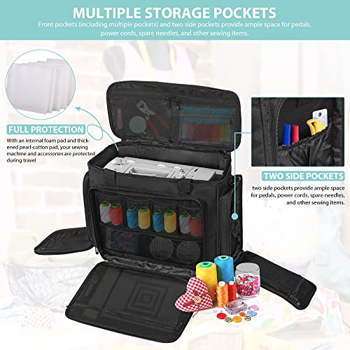 Image of Sewing Machine Carrying Case with Multiple Storage Pockets Large Capacity, Universal Tote Storage Bag Compatible with Most Standard Singer, Brother, Janome