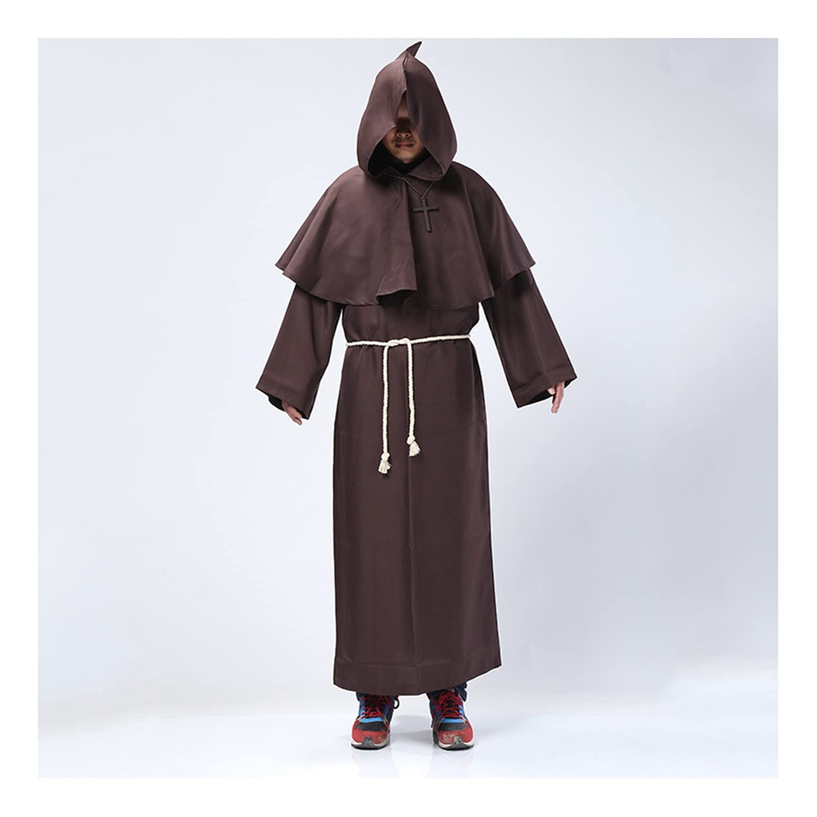 Disfraz De Monje Tenebroso Para Adultos - Túnica Con Capucha, Cinturón Y Cruz Incluidos, Talla Única Para Hombre O Mujer, Oficial Para Halloween