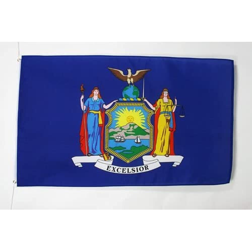 AZ FLAG, New York Flag, 3x5 Ft, Light Polyester Us State Of New York Banner with Two Brass Eyelets, Fade Resistant