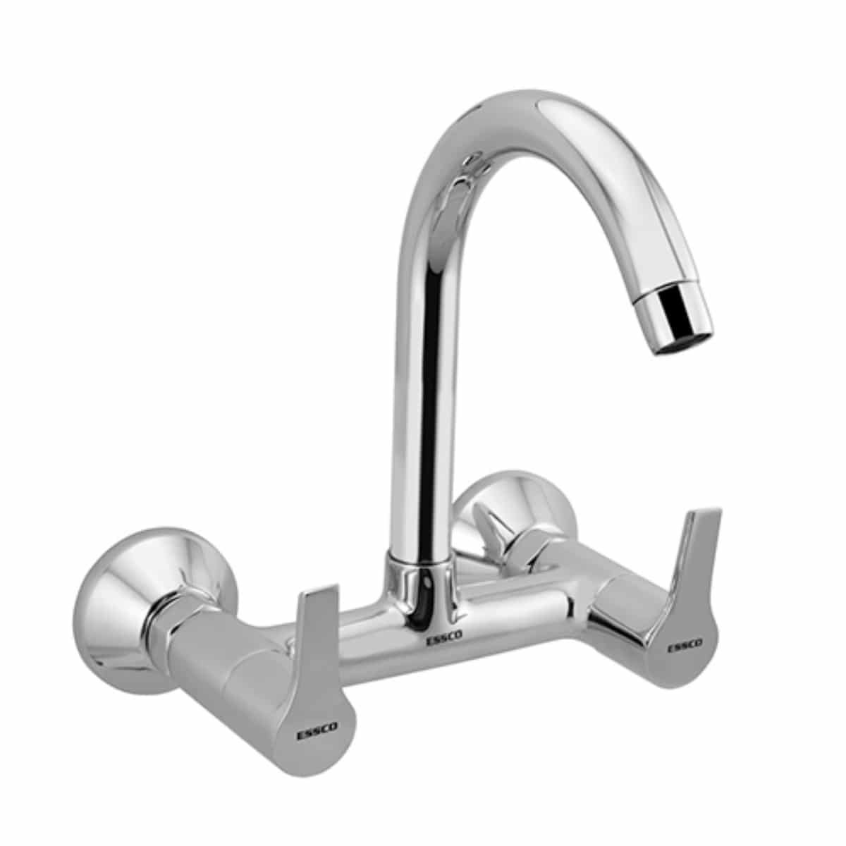 Essco Brass Sink Mixer with Swinging Spout (Silver)