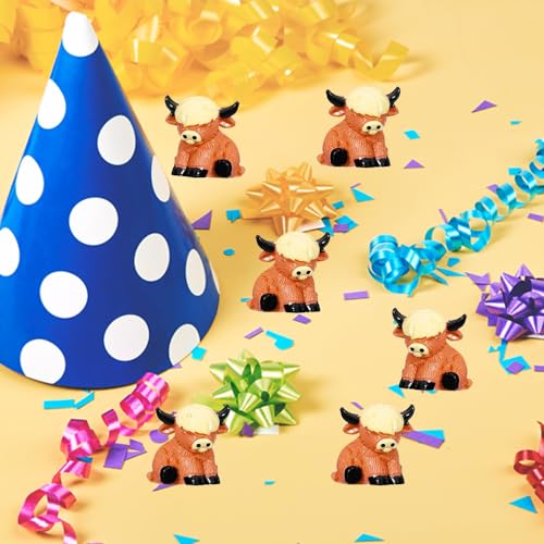 20 Figuras Mini Vacas Highland en Resina miniatura 3
