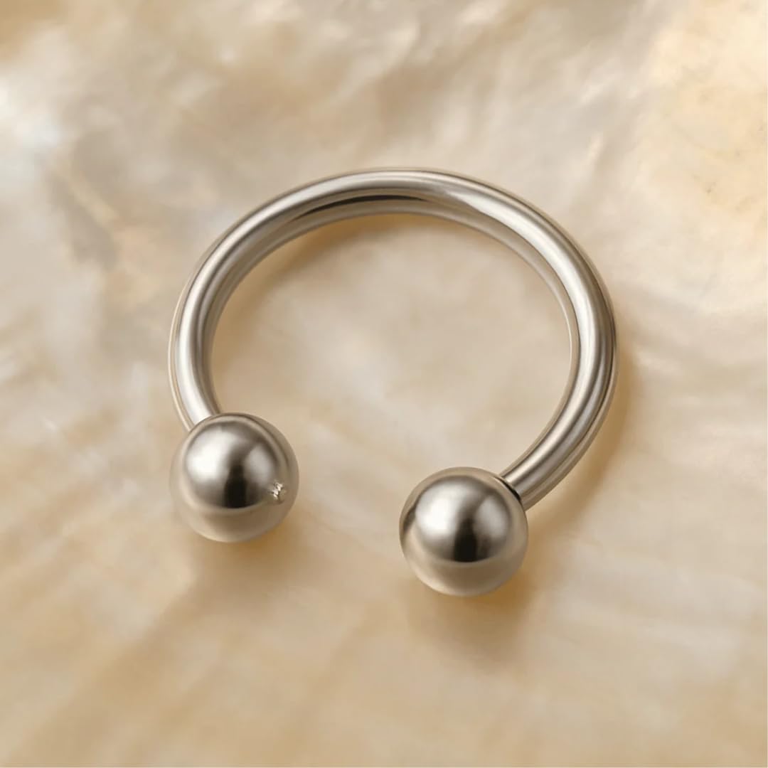 316L Edelstahl Innengewinde Hufeisen Circular Barbell CBB Ring Sterling Silber überzogen mit Kugelenden Hypoallergener Septum Nasenring Helix Daith Knorpel Piercing Schmuck