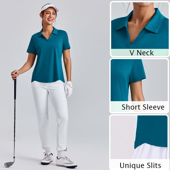 Image of PINSPARK Womens Golf Shirt Short Sleeve Polos UPF 50+ Collared Tennis Tops