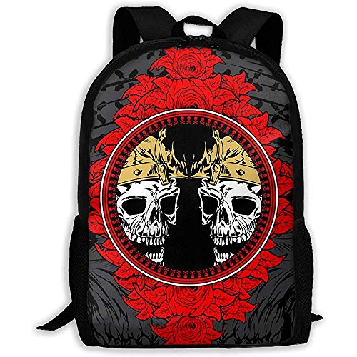 Wobuzhidaoshamingzi Mochila Escolar Two Skull King Bookbag Casual Travel para Adultos