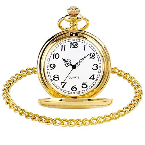 Smooth Vintage Steel Quartz Pocket Watch, Gold