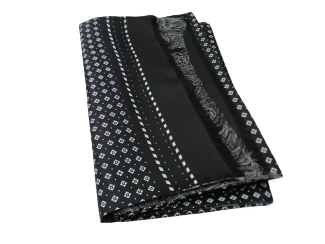 Avantgarde Sciarpa double seta lana nera uomo silk wool scarf doppia disegni bianchi grigi colore nero fantasia 2