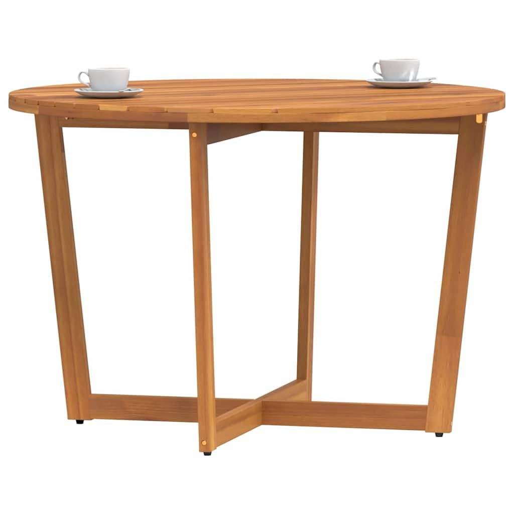 Tavolo da pranzo da giardino in legno di acacia, con piano a doghe, base a gambe incrociate, perfetto per patio, balcone e terrazza, mobili da esterno durevoli