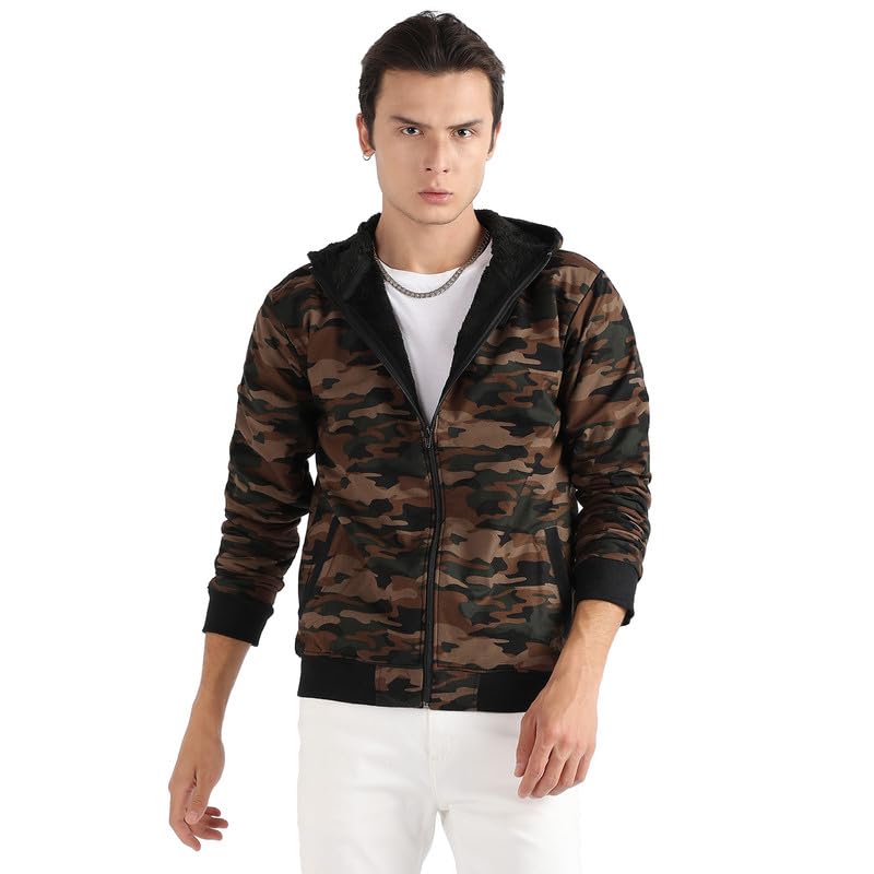 cahoot Campus Sutra Men's Forest Green Camouflage Hoodie With Insert Pocket For Casual Wear | Hooded Neck | Long Sleeve | Zipper Closure | Cotton Jacket Crafted With Comfort Fit For Everyday Wear (S)-picture-10
