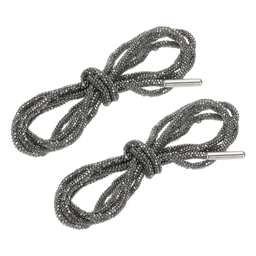 Lacets de chaussures à strass scintillants gris foncé PATIKIL cordon brillant haute densité