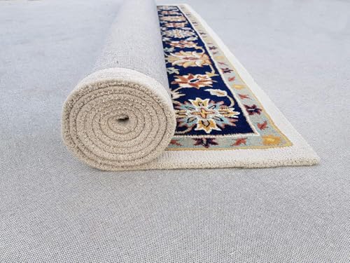 Image of Hand-Tufted Woolen Carpet for Living Room 5x8 feet Ivory & Black Color Traditional Anti-Skid Area Rug High Pile Thick Carpet & Rugs for Hall & Bedroom