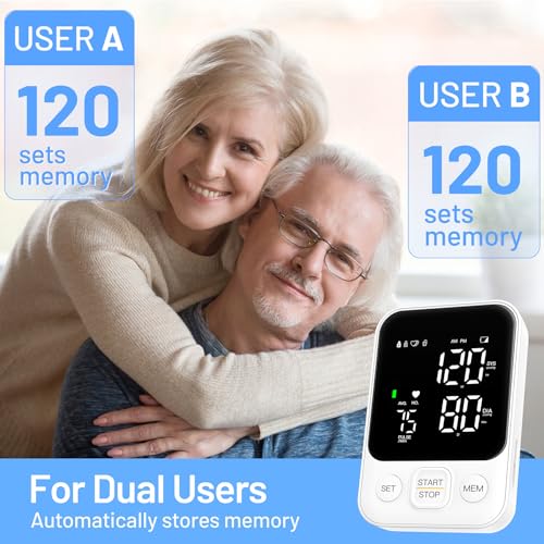 Image of Blood Pressure Monitor Upper Arm Machine 240 Memory for Home Use White | Clinically Accurate, Store 2 X 120 Memory, Adjustable BP Cuff 8.7 - 15.7 inch, LED Backlight Display with Storage Bag