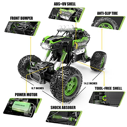 Croboll 1:12 Large Rc Cars For Boys With Upgraded Lifting Function, 2.4Ghz 4Wd Remote Control Car Toy Gifts 20Km/H Monster Truck For Kids, All Terrain Rc Truck For 60Min Play(Green) #TOP5