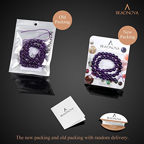 Image of BEADNOVA Natural Amethyst Purple Quartz Beads Natural Crystal Beads Stone Gemstone Round Loose Energy Healing with Crystal Stretch Cord for Jewelry Making (8mm, 45-48pcs)