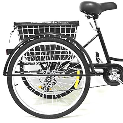 24 Zoll Zahnräder Dreirad für Erwachsene 8 Geschwindigkeit Erwachsenendreirad Shopping mit Korb 3 Rad Fahrrad für Erwachsene Adult Tricycle Comfort Fahrrad Outdoor Sports City Urban (24 Zoll, Schwarz) – Bild 6