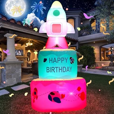 TRMESIA 1.8m Inflatable Birthday Cake with LED Lights Cover