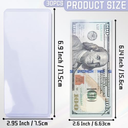 30 Protectores transparentes para billetes de plástico rígido miniatura 2