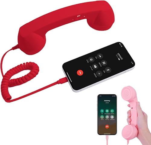 Auricular retro para teléfono, teléfono retro para teléfono celular, enchufe vintage con cable receptor de teléfono celular, receptor de mango fijo