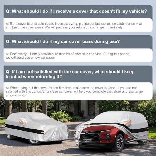 Image of 10 Layers SUV Car Cover Custom Fit for Chevrolet Chevy Blazer (2019-2026), Waterproof All Weather for Automobiles, Outdoor Full Cover Sun Dust Rain Protection with Cotton. Silver
