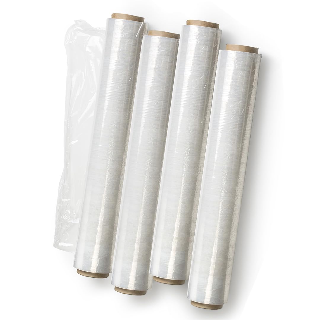 Plantawa Film do pakowania przemysłowego i paletyzacji 4 sztuk, folia z tworzywa sztucznego o wysokiej elastyczności do przenoszenia i wysyłki.