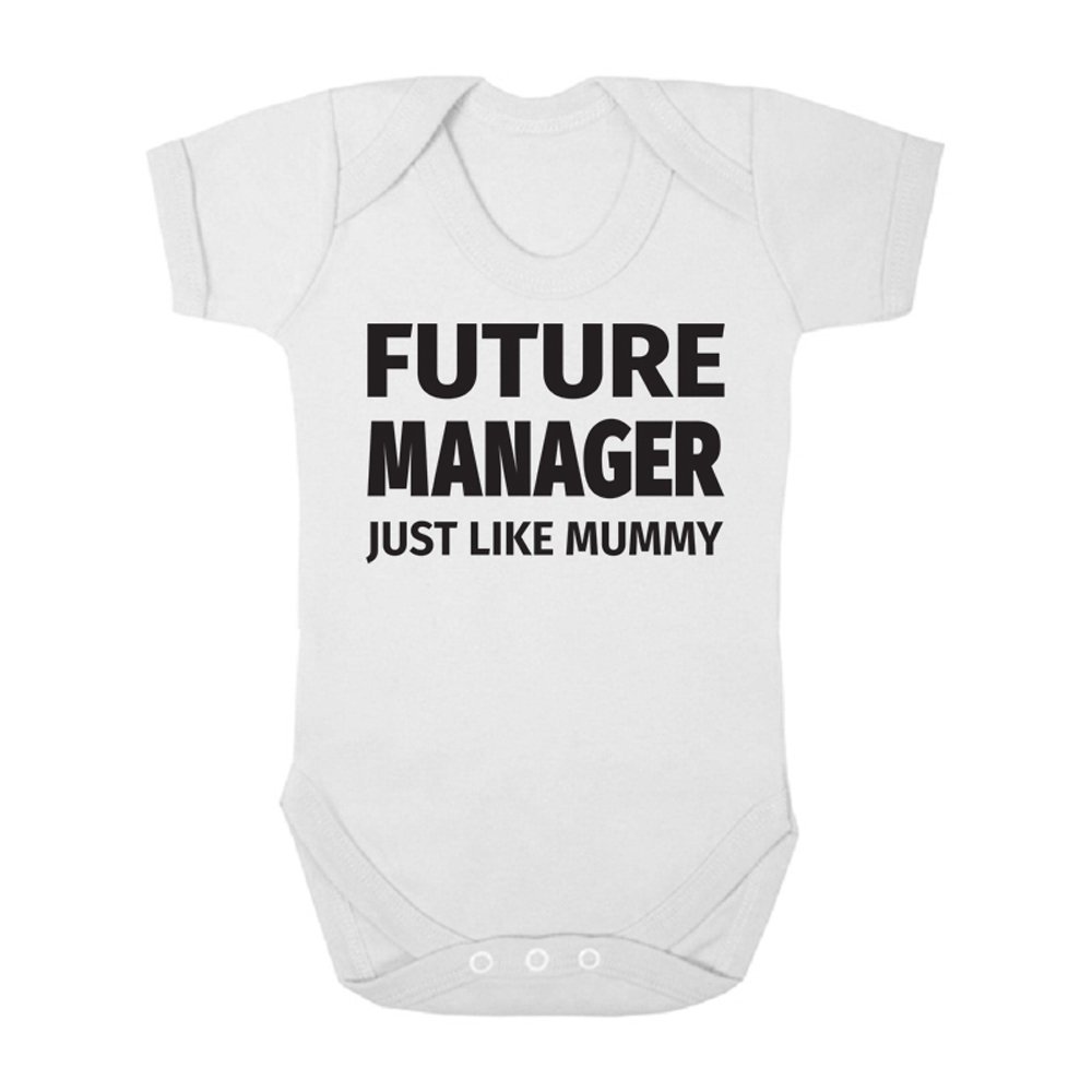Shopagift Boys White Future Manager Just Like Mummy Cute And Girls Baby Vest Bodysuit (0-3 Months, )