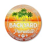 MUCHNEE Backyard Sign, Vintage Backyard Wall Art Decor, Paradise Wooden Sign for Home Decor, Party D
