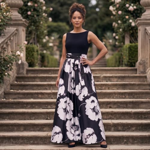 Image of S.L. Fashions Women's Sleeveless Long Satin Mother of The Bride Dress with Pockets, Formal Party Gown