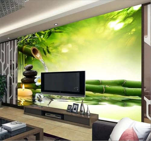 Papier peint 3D bambous en soie de luxe pour salon moderne de 300x210 cm