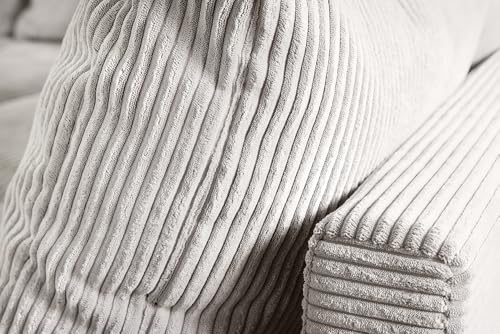 Riess Ambiente Modernes Ecksofa Kent 220cm beige Cord inkl. Hocker Federkern L-Form Wohnlandschaft