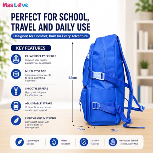 Image of Cute Kawaii Plush Display Backpack for Girls - Multi-Pocket School Bag with Transparent Window, Adjustable Straps, Aesthetic Bookbag for Teens & Students