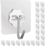 Ganchos Adhesivos para Pared, 24PCS Ganchos para Pared que Soportan hasta 13lbs, Clavos Adhesivos para pared Impermeables y...