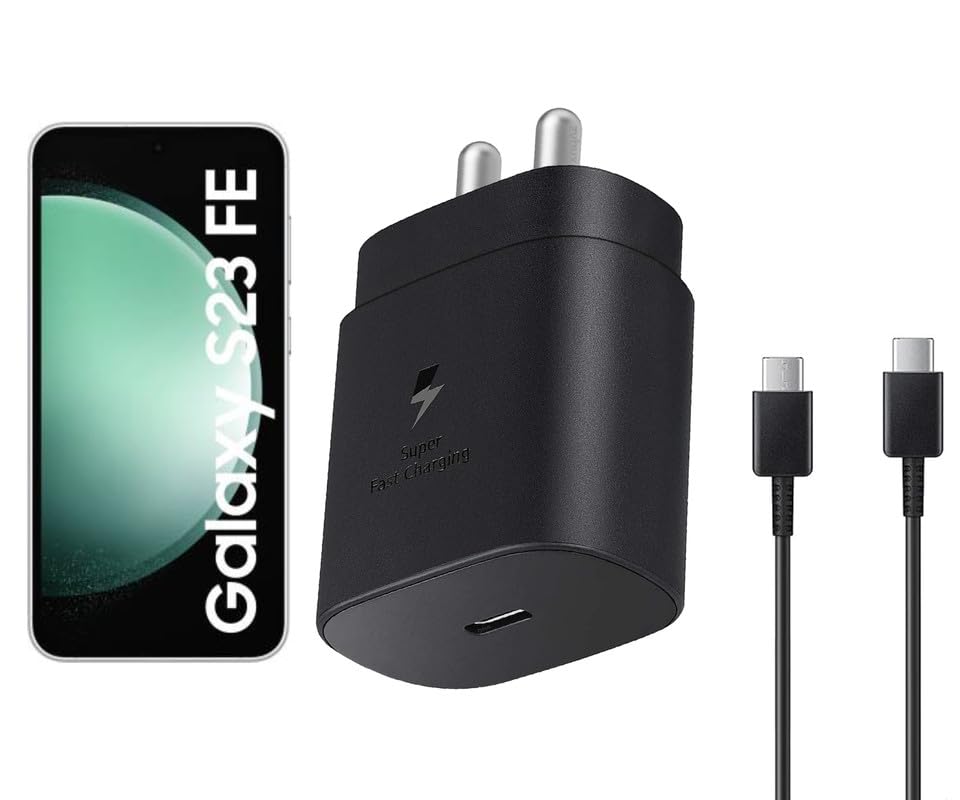 Image of Samsung 25W Type C Charger for Galaxy S23 Fe 5G | USB C to C Port Super Fast Charging Adapter for Galaxy Tab S9 Ultra /S9 Fe /S9 /A9 /A9 Plus /S8, 25 w Quick Mobile Phone Adaptor USB-C Device, Black