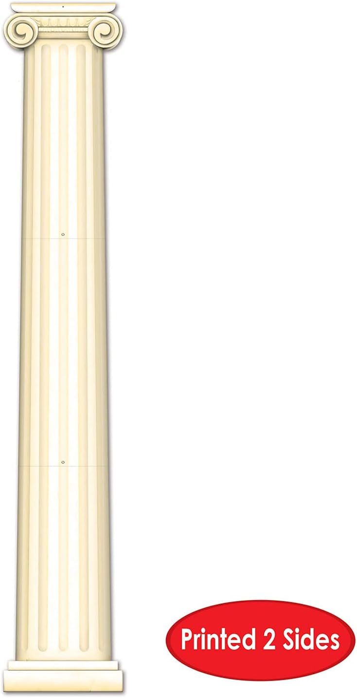 Beistle 2 Piece Jointed Paper International Column Cut Outs Decorations For Around The World Themed Parties – Greek and Roman Sport Events Wall Backdrops, 6', Off-white