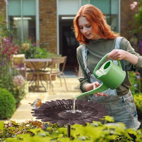 Bain d'oiseaux d'extérieur en métal avec piquet de fixation stable pour jardin - 5