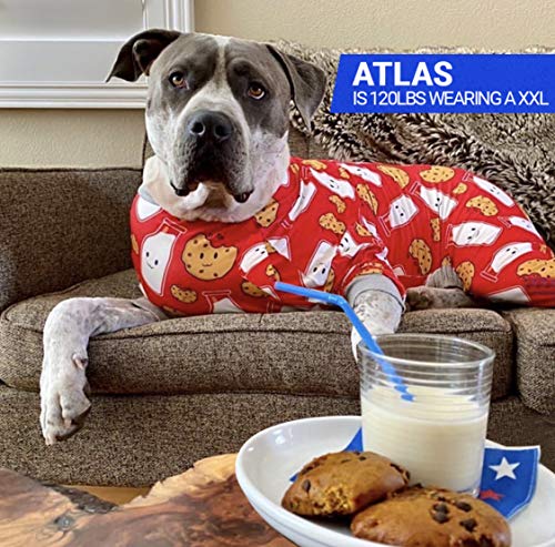 Tooth and Honey Pitbull Pajamas/Red Milk & Cookie Print Onesie/Lightweight Pullover Pajamas/Full Coverage Dog pjs - Image 5