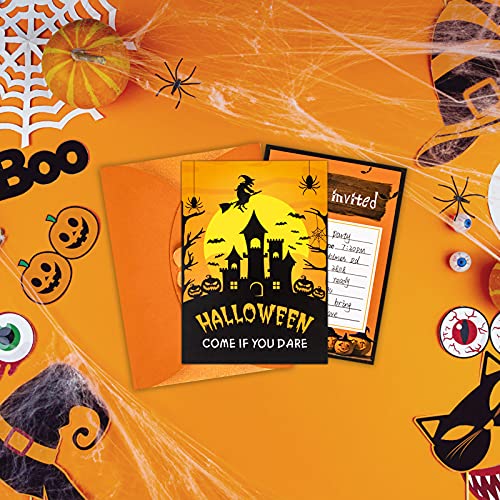 Xjf Halloween Party Invitation Cards And Envelopes,5*7Inch Birthday Invitations,12Pcs For Kids Adults Scary Spooky Themed Parties Black Yellow #TOP4