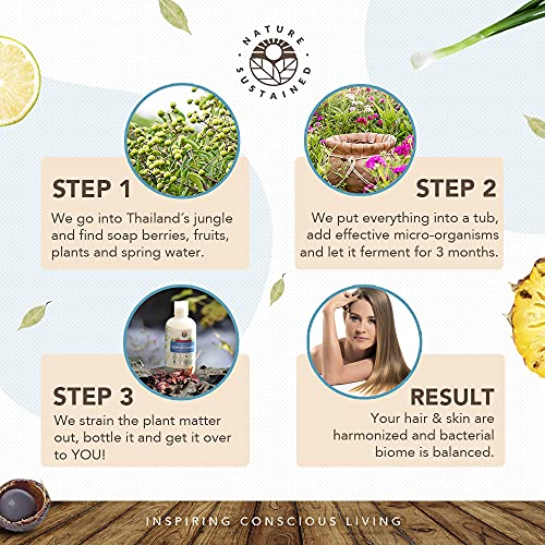 Nature Sustained Organic Conditioner - Hypoallergenic, Chemical-Free, Sulfate Free Natural Conditioner For Dry Or Damaged Hair, Raw Probiotic Hydrating Soapberry Formula, 9Oz, Lemongrass #TOP3