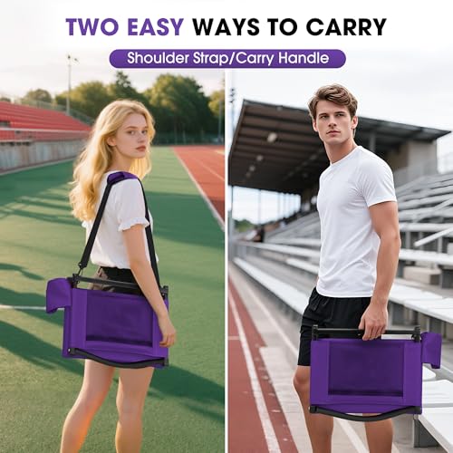 Fragess Bleacher seat, Stadium Seats with Back Support and Thick Cushion, Bleacher Chairs with Shoulder Strap and Side Pocket, Stadium Seat for Bleachers, Perfect for Sports Events(Purple) by Fragess - Image 9