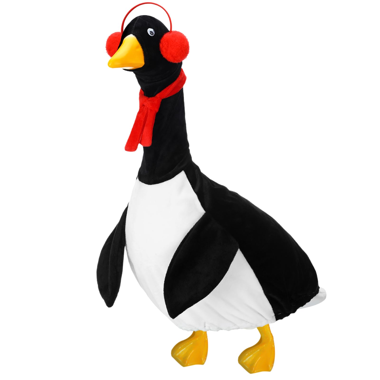 Outus Christmas Penguin Goose Outfits Funny Penguin Porch Goose Outfit 23 Inch Holiday Lawn Plastic Cement Geese Clothes for Christmas Winter Yard Garden Outdoor Decor