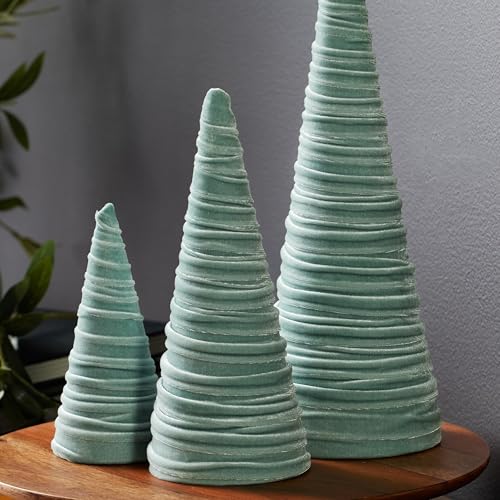 Image of Sage Velvet Trees Set of 3, Handcrafted Valentine, Mantel Decor, Elegant Holiday Entryway, Minimalist Tablescape, Green Wedding Centerpiece (Sage)