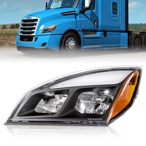 czyopo Headlights Compatible with Freightliner Cascadia 2018 2019 2020 2021 2022 2023 2024 LED Black Housing Headlights (Left Driver Side)